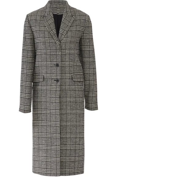 Grey Plaid Tailored Coat, Size XL - Picture 1 of 12